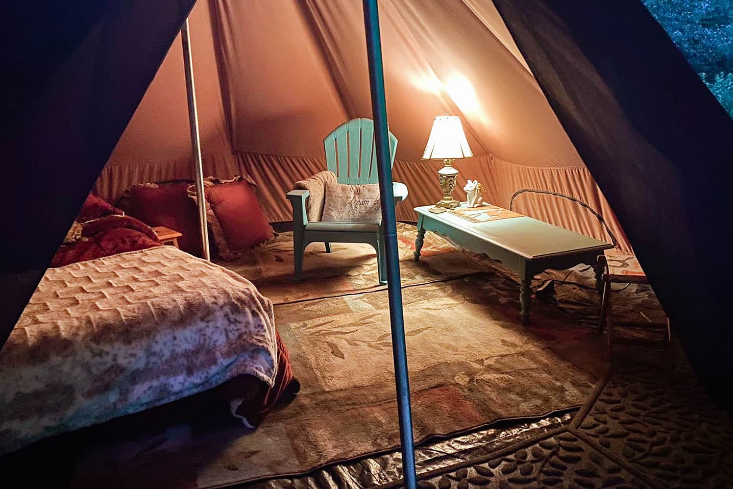 Willow House Glamping Glamorous Camping Rental Interior Tent